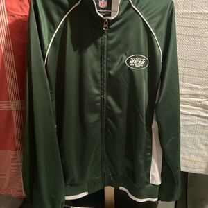 Jets NFL Dark Green and White Team Jacket Large vintage